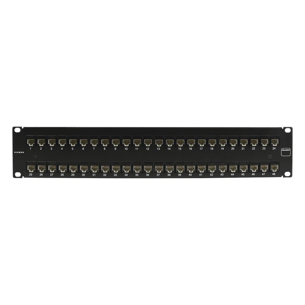 Patch Panel Ultramax. UTP, Precargado con Jacks Cat5e, 48 Puertos, Plano, 2U