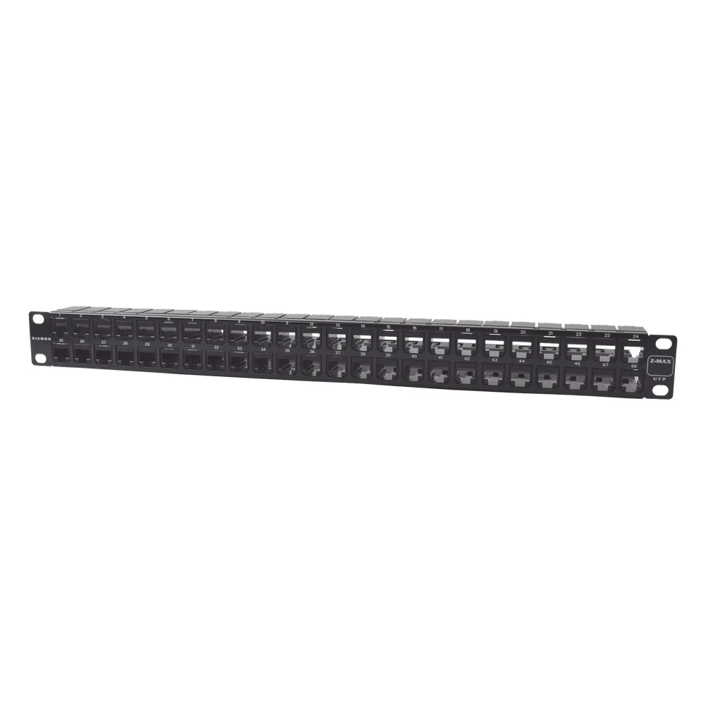 Patch Panel UTP Z-MAX de 48 Puertos, Precargado con Jacks Categoría 6, Plano, 1UR
