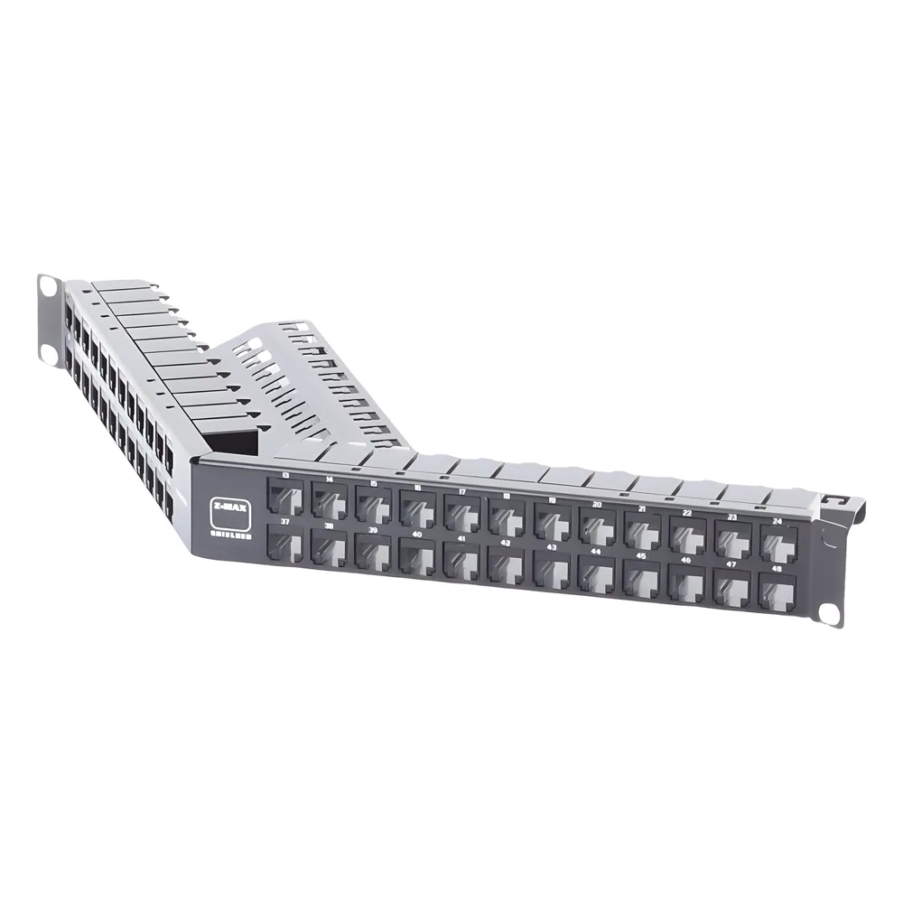Patch Panel Z-Max de 48 Puertos, Blindado, Precargado con Jacks Categoría 6A, Angulado, 1UR – vista 4