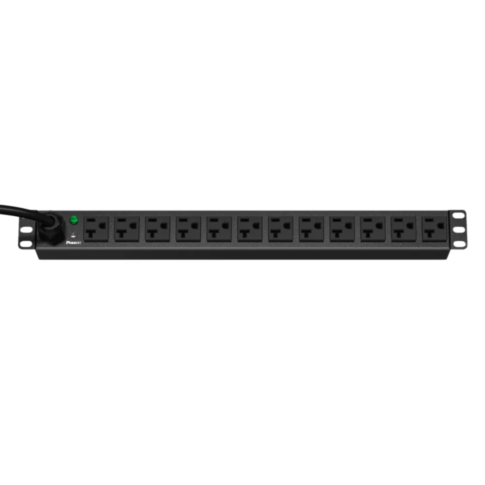 PDU ES2P Básico para Distribución de Energía, Enchufe de Entrada NEMA L5-20P, Con 12 Contactos NEMA 5-20R, Instalación Horizontal de 19in, 1UR, 20 Amp, 120 Vca