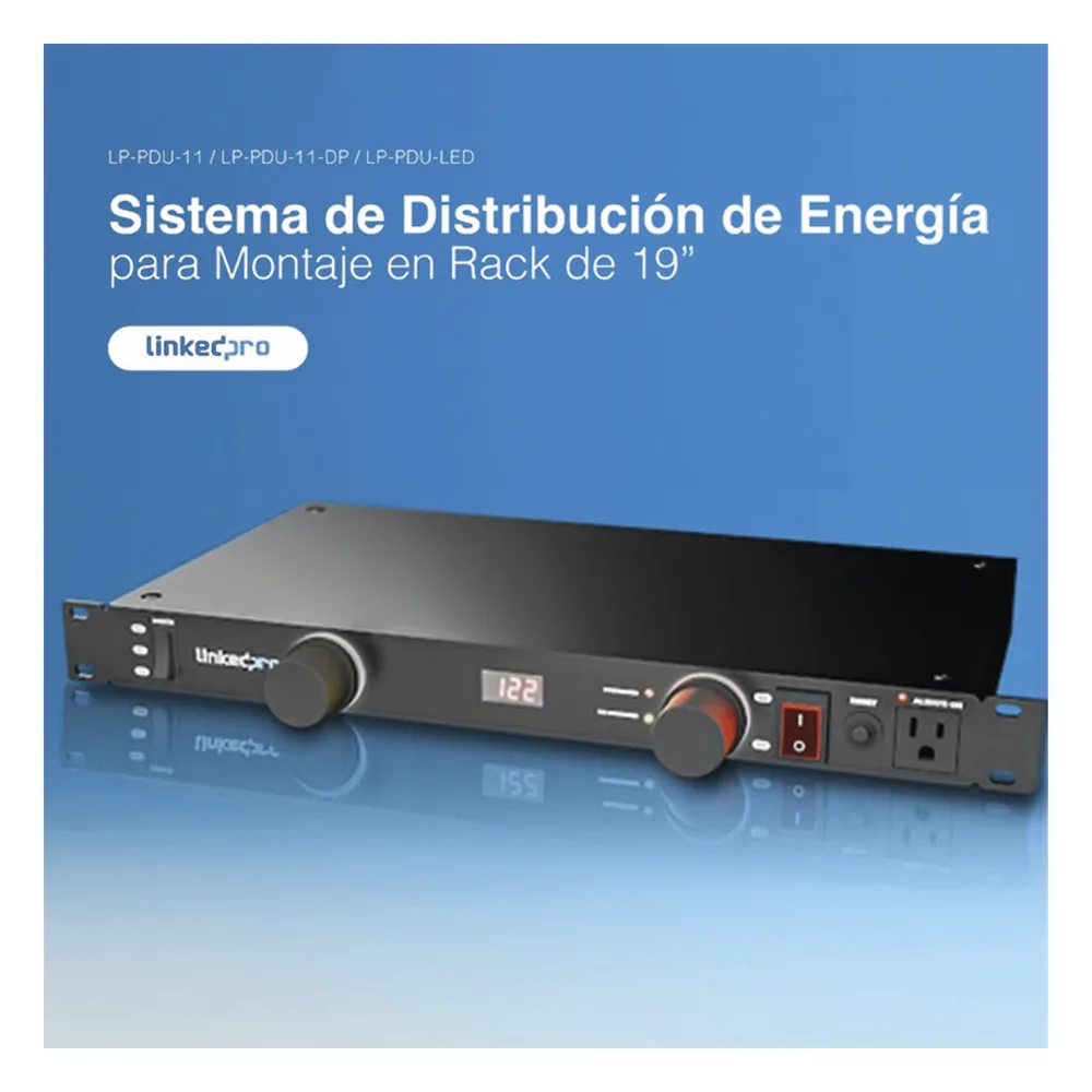 PDU para Distribución de Energía, Montaje en Rack, 11 salidas, Instalación Horizontal, de 19in, 1U, 15 Amp, 120 Vca, Con Indicador Led – vista 6
