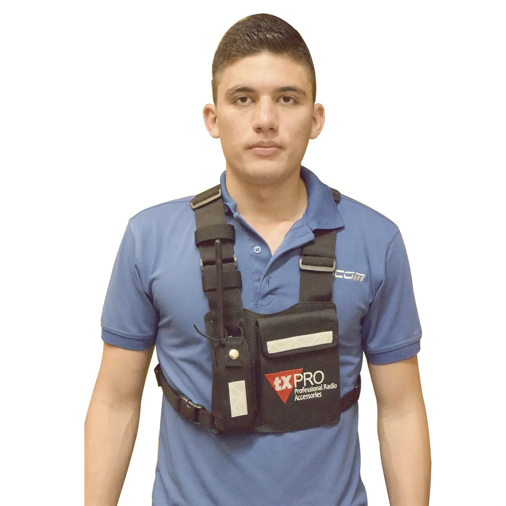 Pechera Universal con soporte para radio, sostén de bolígrafo y seguridad para la bolsa con cinta adherente. Logo TX-PRO. – vista 2