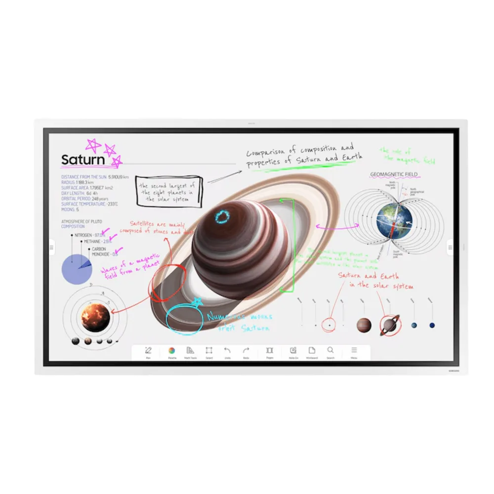 Pizarra Interactiva Digital / 55" 4K UHD (3840x2160) / Touch IR 20 Puntos / Whiteboard 4 Usuarios Simultáneos / Tizen 9.0 / WiFi / VESA 400x400