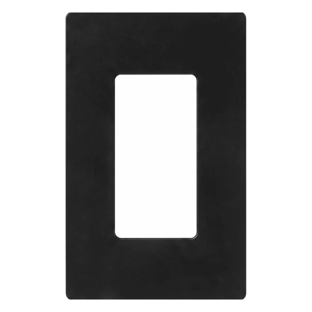 Placa de pared Claro de 1 espacio sin tornillos visibles, acabado negro brillante, para atenuadores, apagadores y controles Pico de Lutron