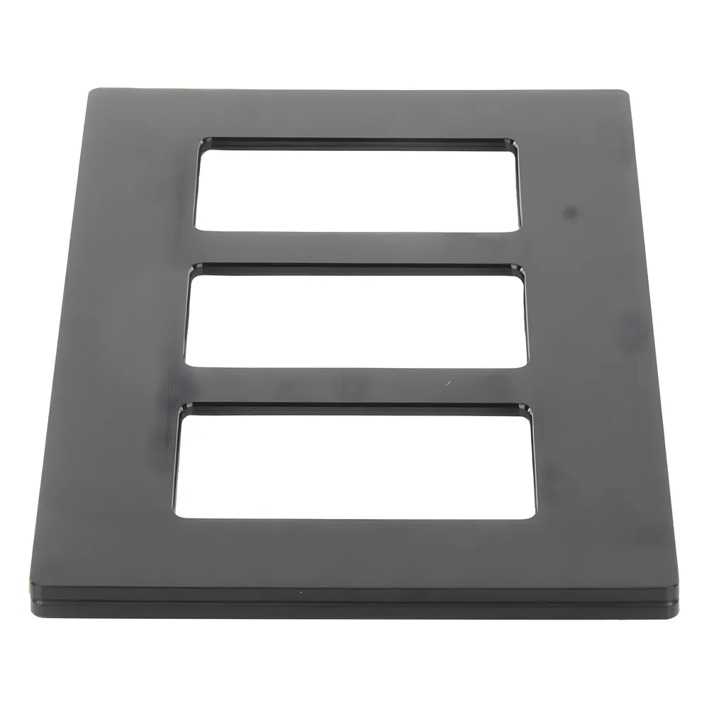 Placa de pared Claro de 3 espacios sin tornillos visibles, acabado negro brillante, para atenuadores, apagadores y controles Pico de Lutron – vista 2