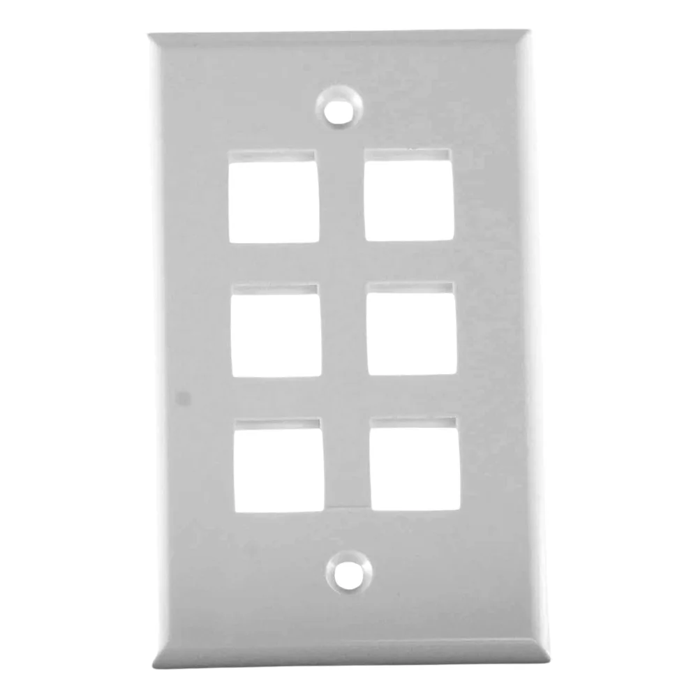 Placa de Pared de 6 Puertos, Keystone, Color Blanco – vista 2