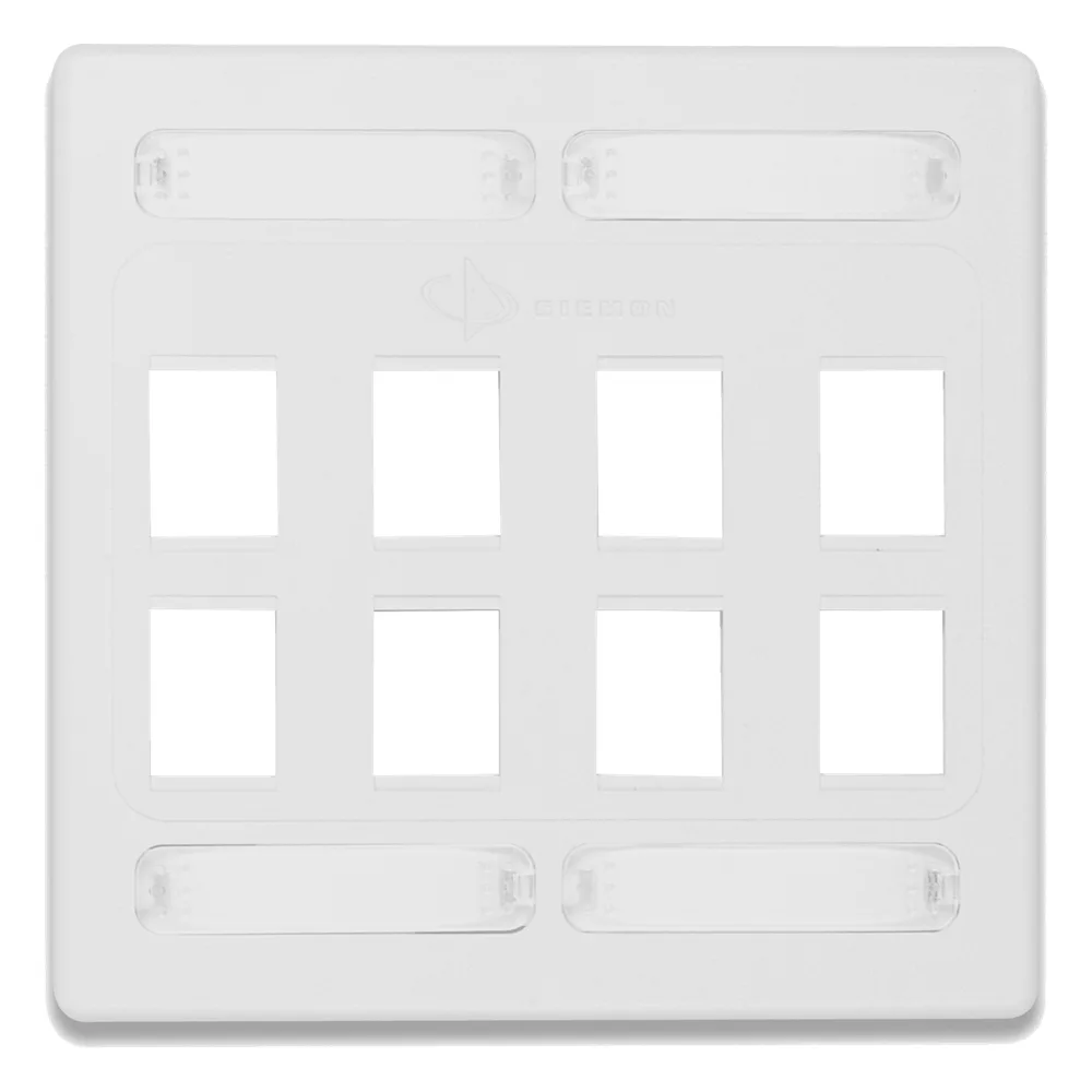 Placa de Pared Doble Modular 10G MAX de 8 Salidas, Color Blanco