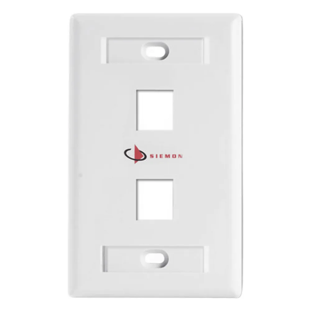 Placa de Pared Keystone de 2 Salidas, Color Blanco, para Jacks Keystone Z-MAX y MAX