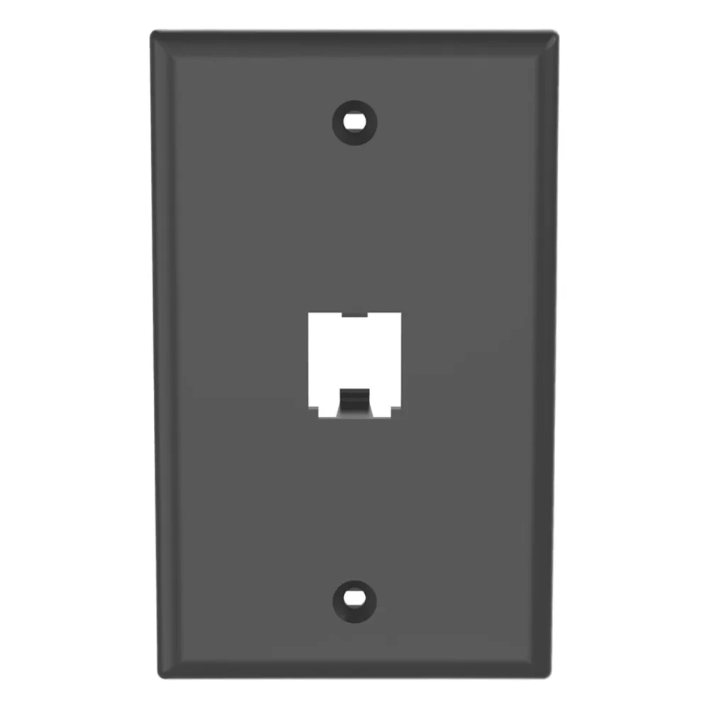 Placa de Pared Vertical Clásica, Salida Para 1 Puerto Mini-Com, Color Negro