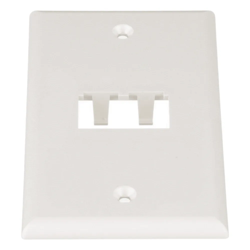 Placa de Pared Vertical Clásica, Salida Para 2 Puertos Mini-Com, Color Blanco Mate