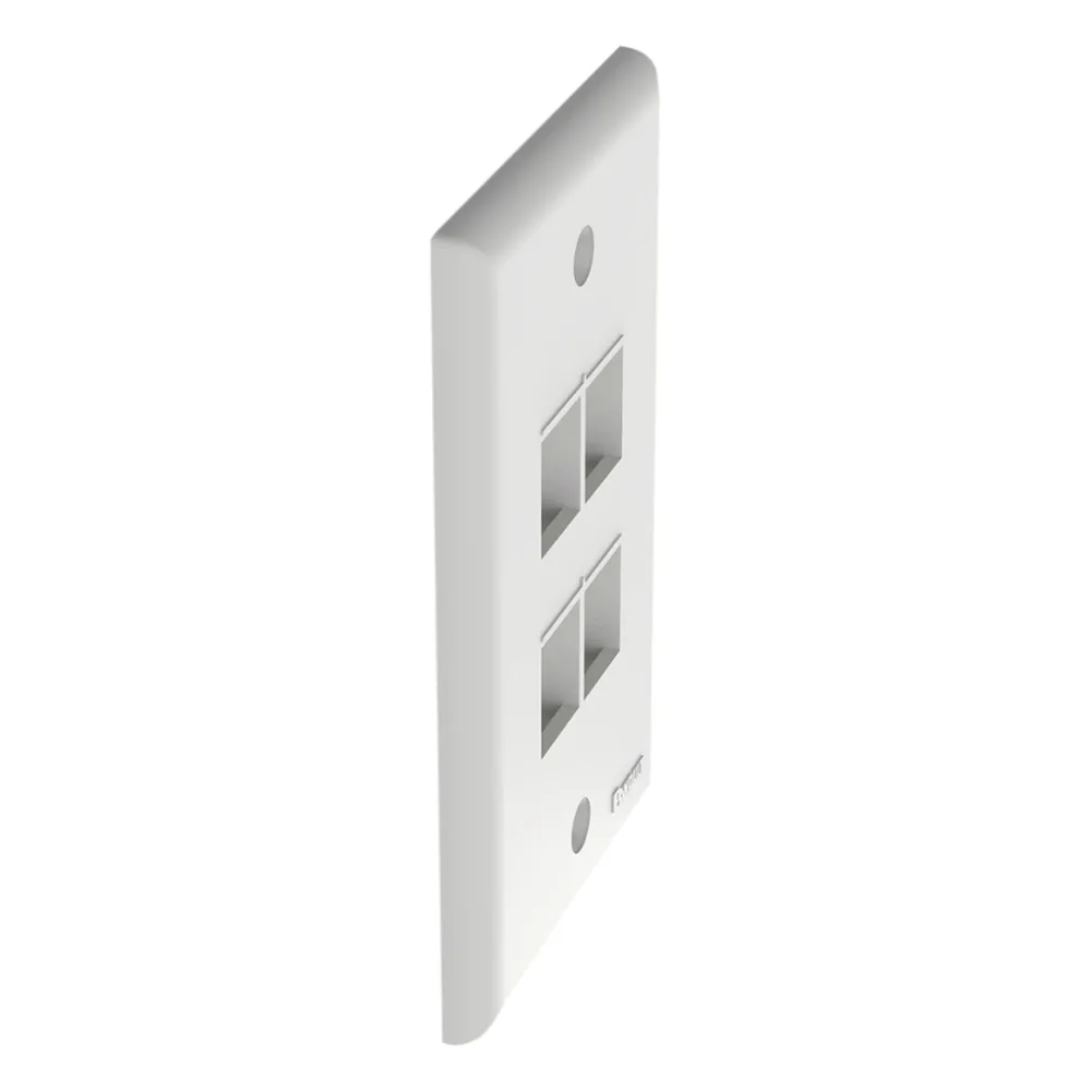 Placa de Pared Vertical, Salida Para 4 Puertos Keystone, Color Blanco – vista 3