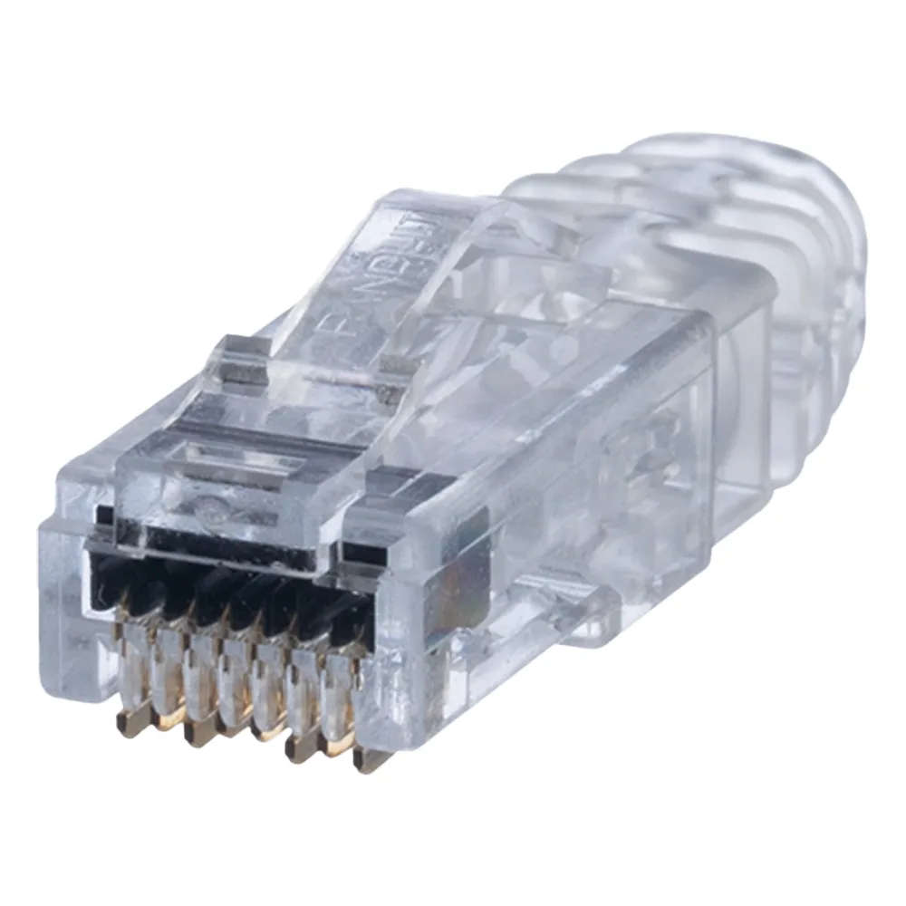 Plug RJ45 Cat6 de 3 Piezas, Para Cable UTP de Calibre 23-24 AWG, Chapado en Oro de 50 micras, Paquete de 100 Piezas