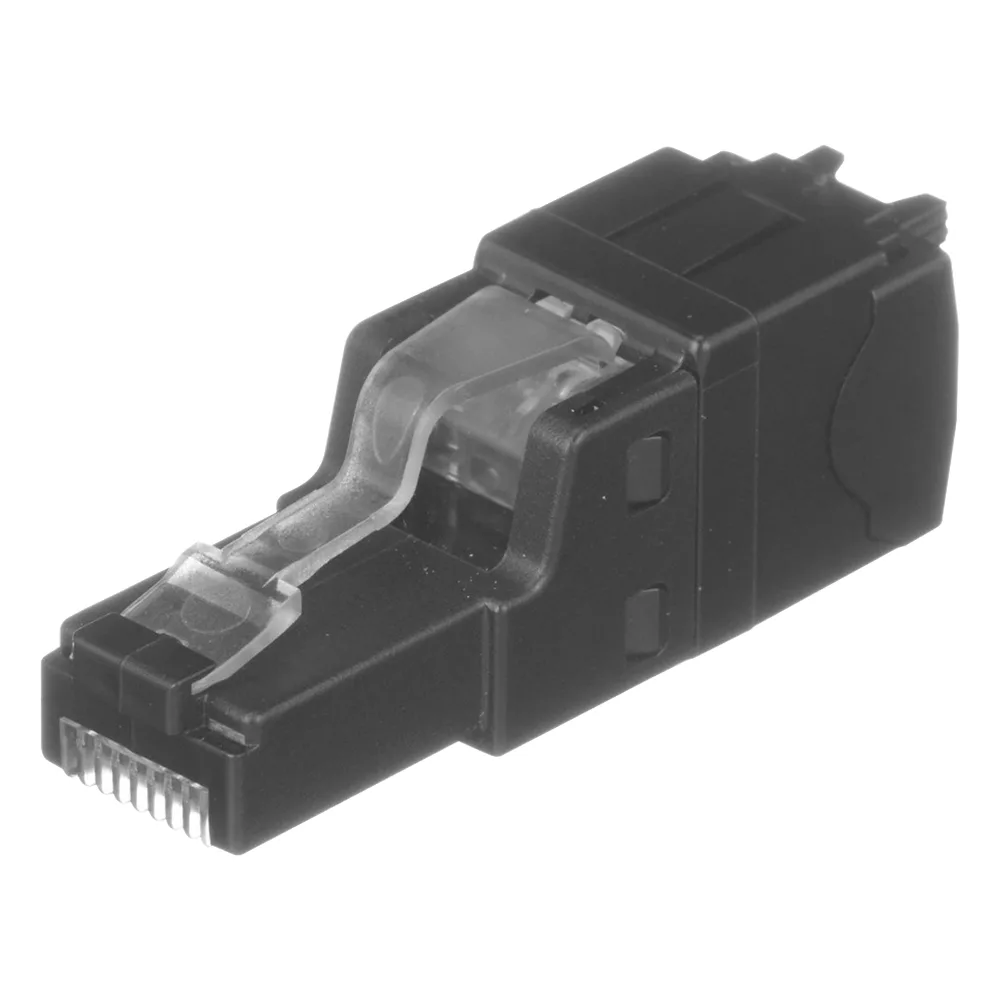 Plug RJ45 UTP, Instalación Recta, Terminación en Campo Certificable, Compatible con Cat5e, Cat6 y Cat6A, Color Negro
