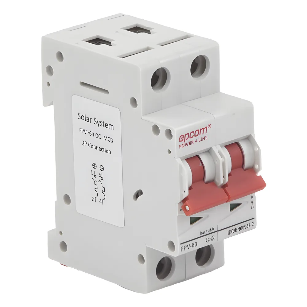 Protección Térmica/ Interruptor 2P, 32A,  Corriente Directa  800 Vcc para Aplicación Fotovoltaica Montaje Riel DIN – vista 3