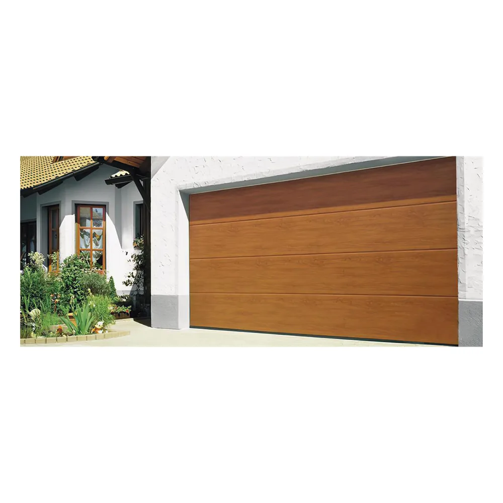 Puerta de Garage D/ Alta calidad / 18x8 pies / AISLADA / Estilo Americana / Imitacion Madera / Golden Oak / Linea Central .