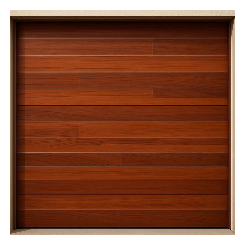 Puerta de Garage de Alta Calidad / Estilo Americano / Acabado Laminado PREMIUM / Color Madera Clara / 8x9 Pies.