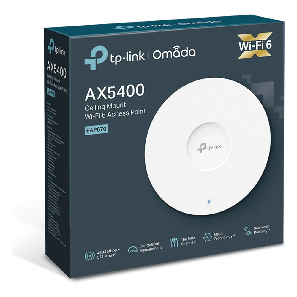 Punto de Acceso Omada / Wi-Fi 6 AX5400 MU-MIMO 4x4 /  Mesh Omada / Alta Densidad de Usuarios / Configuración por Controlador o Stand-Alone / Para Montaje en Techo/pared / Alimentación PoE+ – vista 5