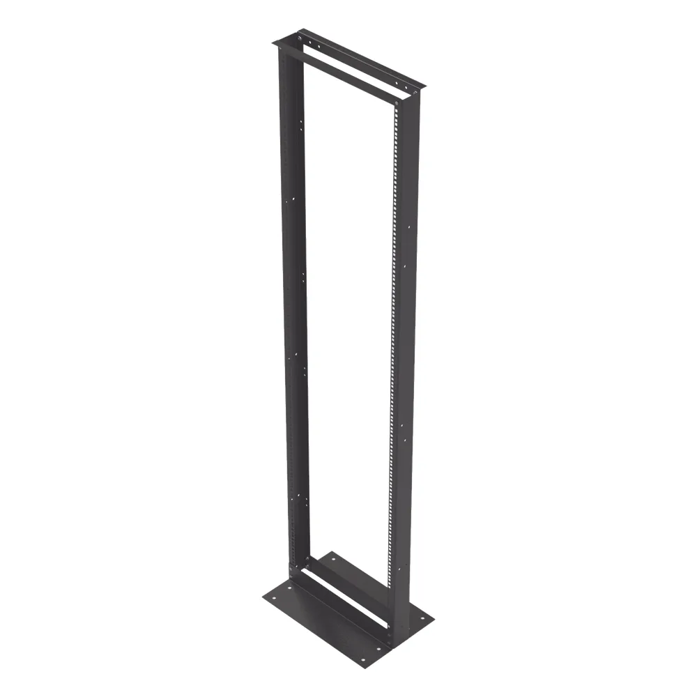 Rack de 2 Postes, Estándar 19", 45 Unidades, Fabricado en Acero, Base "L" para Anclar a Piso.