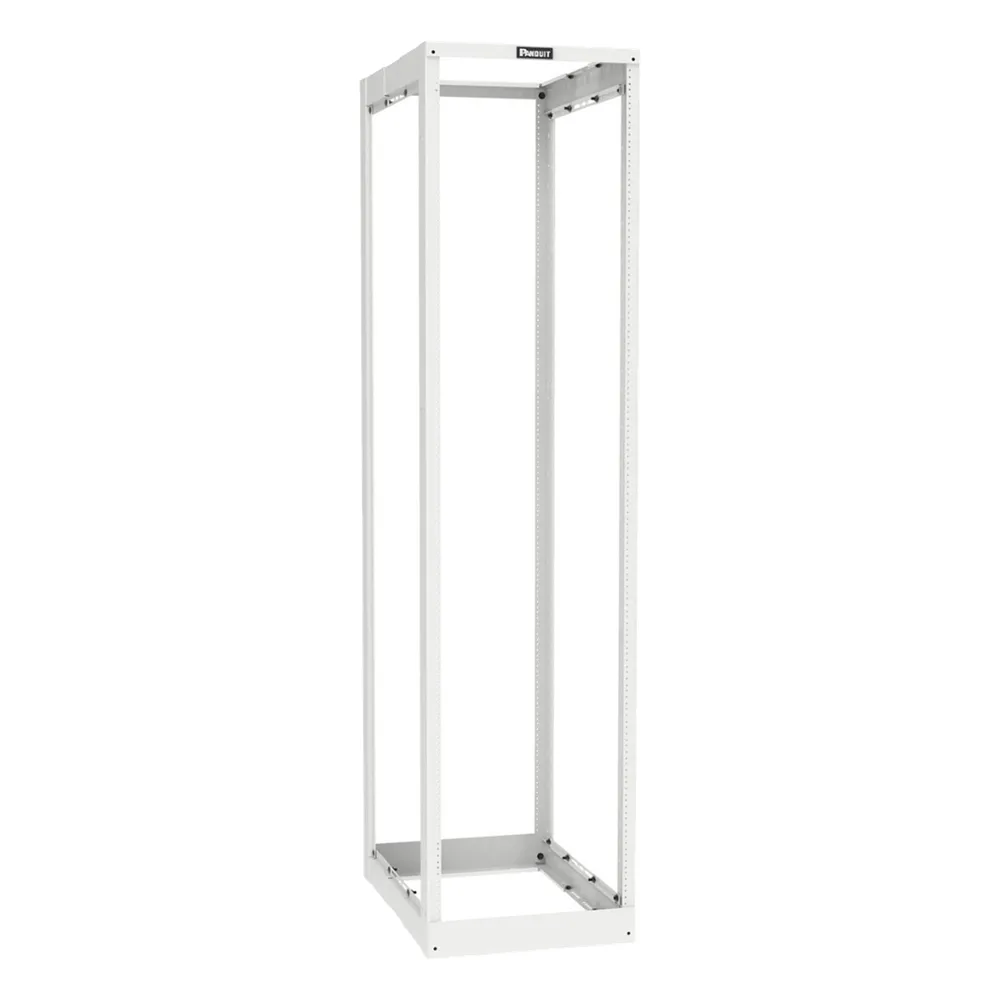 Rack de Cuatro Postes Estándar de 19", Rieles Roscados #12-24, Profundidad Ajustable de 23 a 42 in, 45 Unidades de Rack, Color Blanco