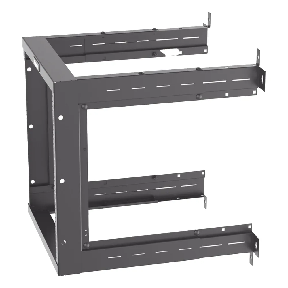 Rack PanZone® de Montaje en Pared, de 19in, Profundidad Ajustable, Rieles Numerados y Roscados #12-24, 12 UR, Color Negro – vista 3