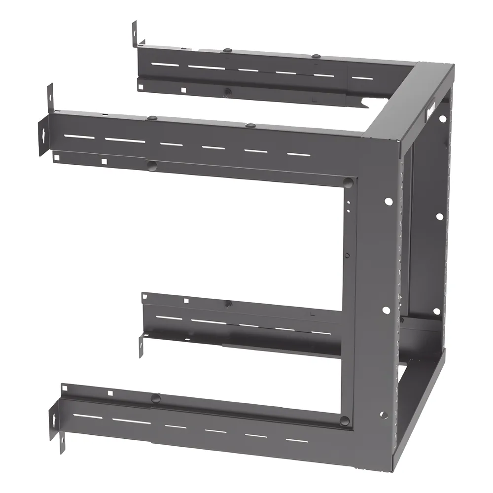 Rack PanZone® de Montaje en Pared, de 19in, Profundidad Ajustable, Rieles Numerados y Roscados #12-24, 12 UR, Color Negro – vista 4