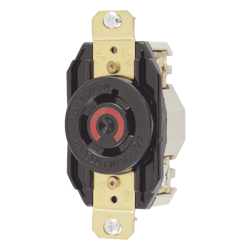 Receptáculo con Bloqueo de Media Vuelta Industrial 20 A 125/250 V CA / 3 Polos 4 Hilos / Nema L14-20R.