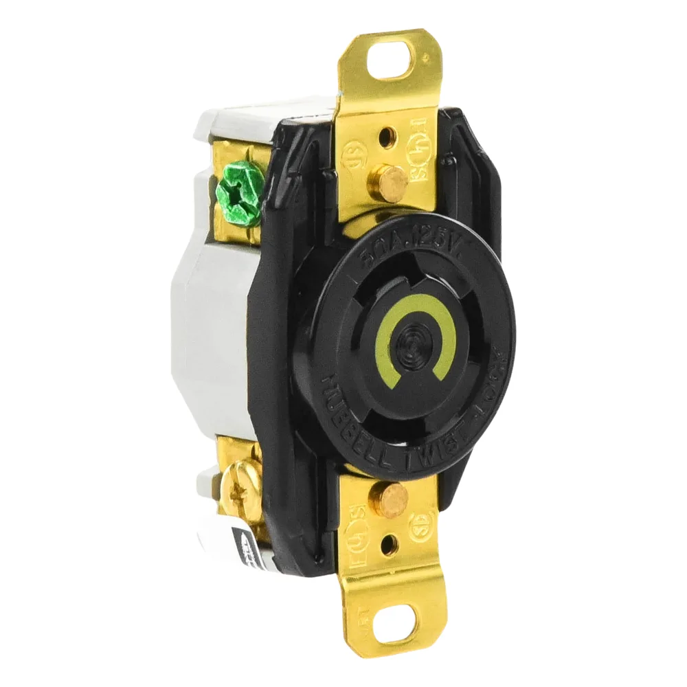 Receptáculo de Media Vuelta Industrial 30 A 125 V CA 2 Polos 3 Hilos (Nema L5-30R) Color Negro – vista 2