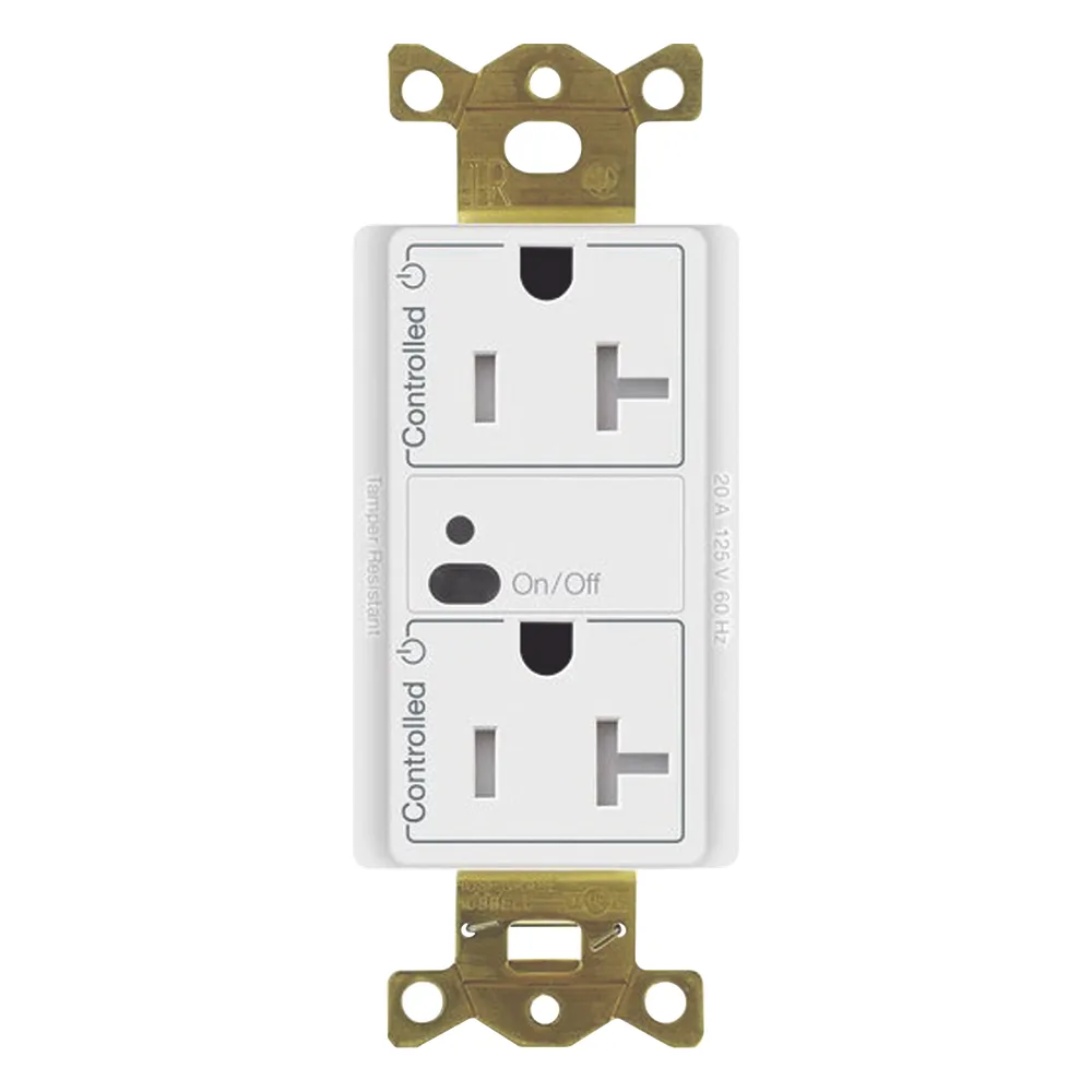 Receptáculo inalámbrico de 20 A tipo dúplex con ambos contactos controlados, tecnología Clear Connect, para sistema Vive de Lutron, color blanco