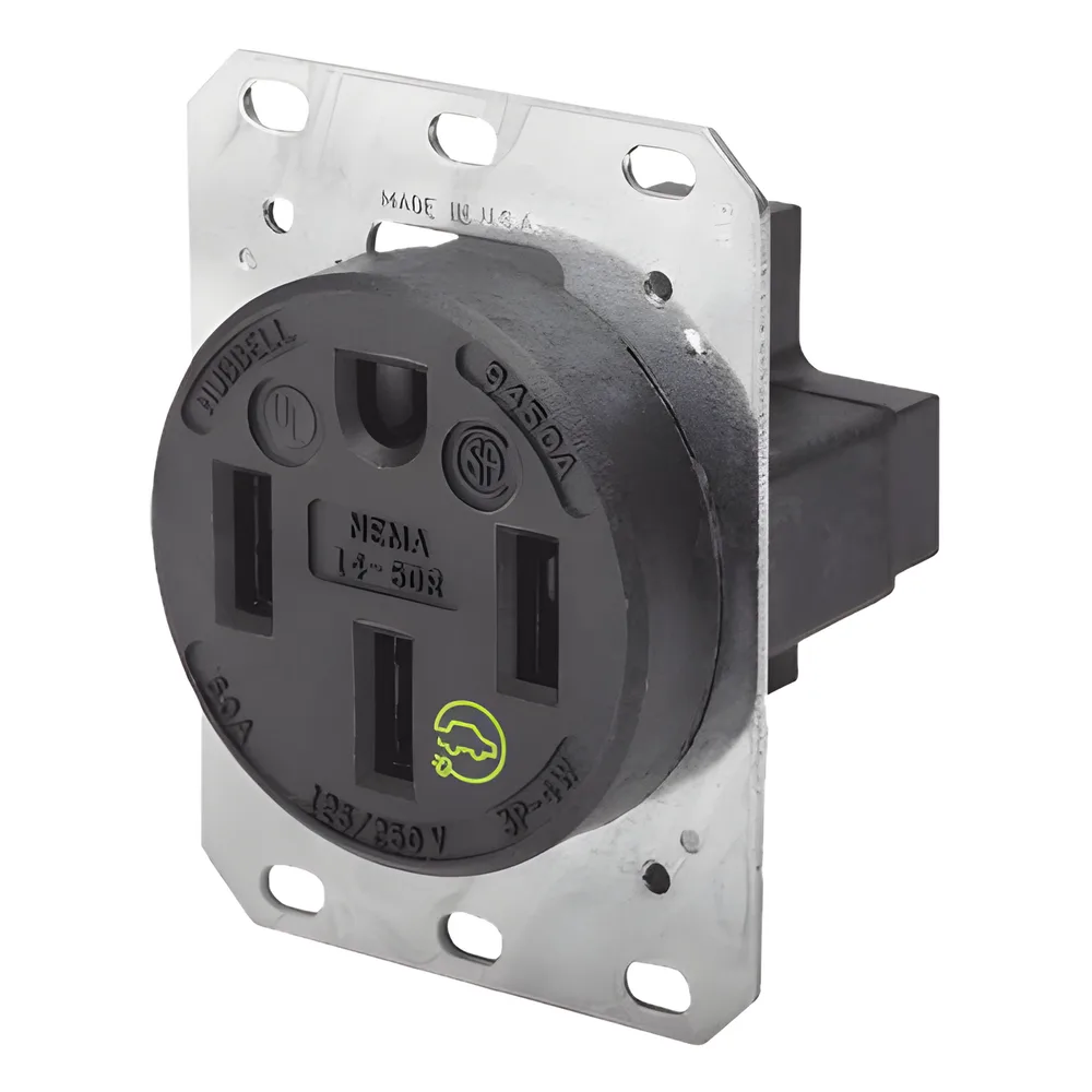 Receptáculo Recto de 50 A 125/250 V CA 3 Polos 4 Hilos (Nema 14-50R).