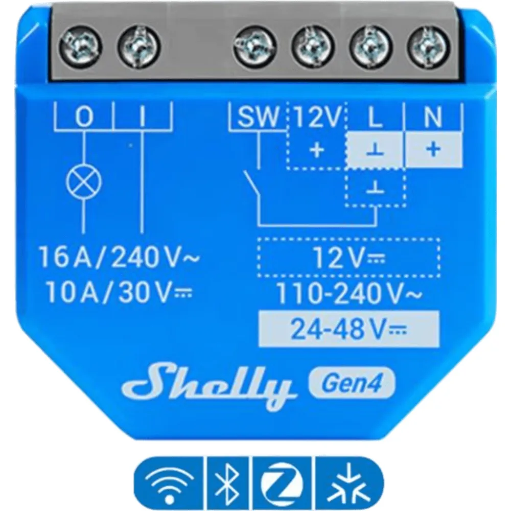 Relevador inalámbrico inteligente 16A, 110-240 V / 1 salida de contacto seco / compatible con asistente de voz Alexa, Google Home / Wifi 2.4
