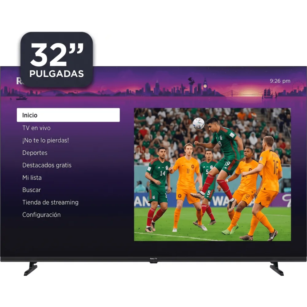ROKU SmartTV QLED 32 Pulgadas / Resolucion HD / Bocinas integradas / 3 puertos HDMI / WiFi / VESA 100x100 mm