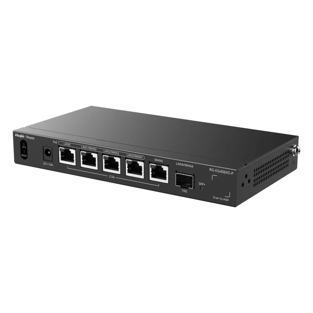 Router Balanceador con Función SD-WAN, PoE+ hasta 110 Watts, Hasta 5 Servicios de Internet y hasta 400 clientes con desempeño de 2.5 Gbps, un puerto SFP+ 10G – vista 2