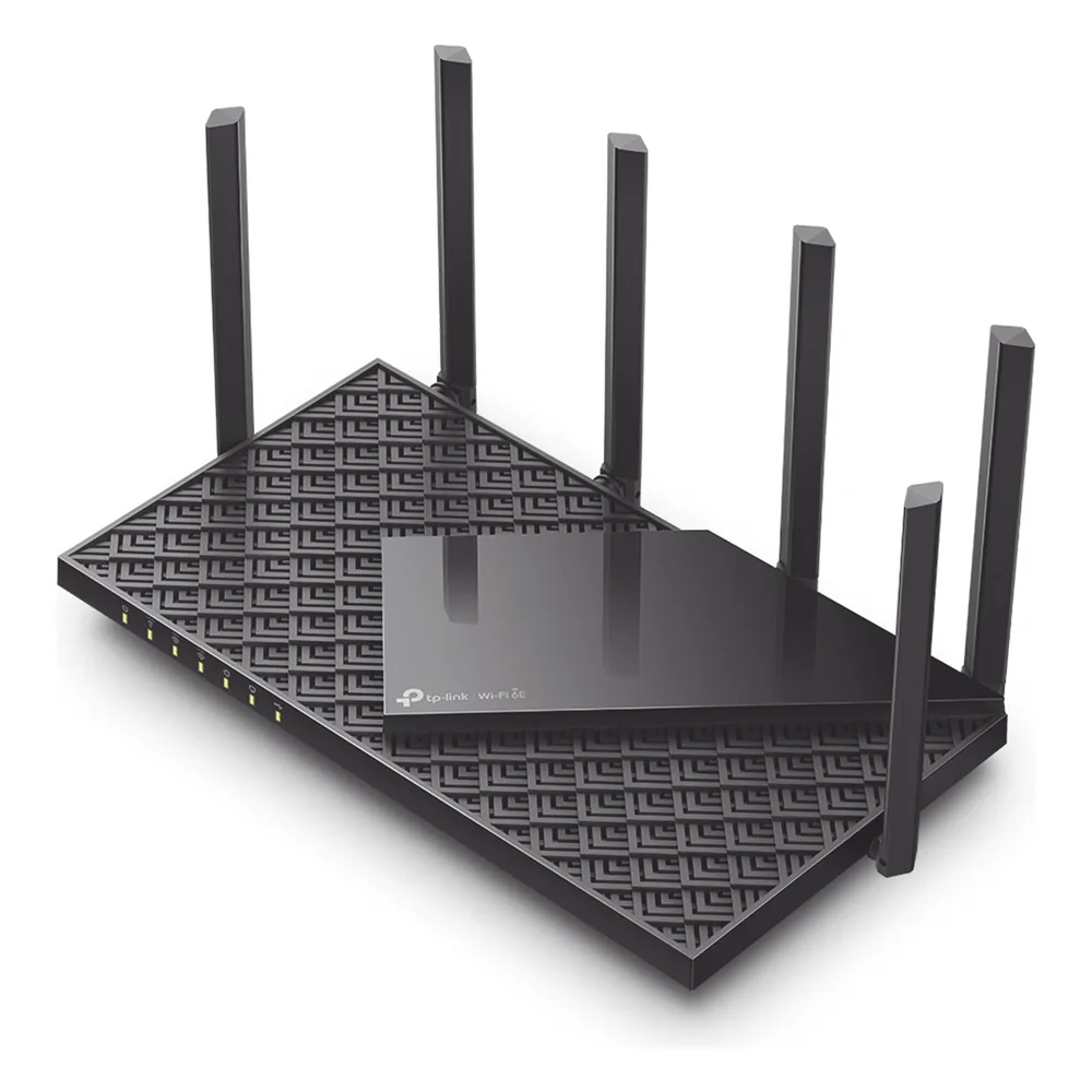 Router Tri-Band Wi-Fi 6E AX5400 / MIMO 2X2 / EasyMesh / 1 Puertos Gigabit WAN + 4 Puertos Gigabit LAN / OFDMA / Beamforming / WPA3 / Tether App / HomeShield – vista 2