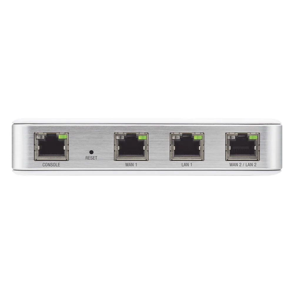 Router UniFi puertos Ethernet Gigabit, desempeño de 1 Mpps, hasta 100 dispositivos en LAN, bloqueo de tráfico por categoría, administración desde la nube