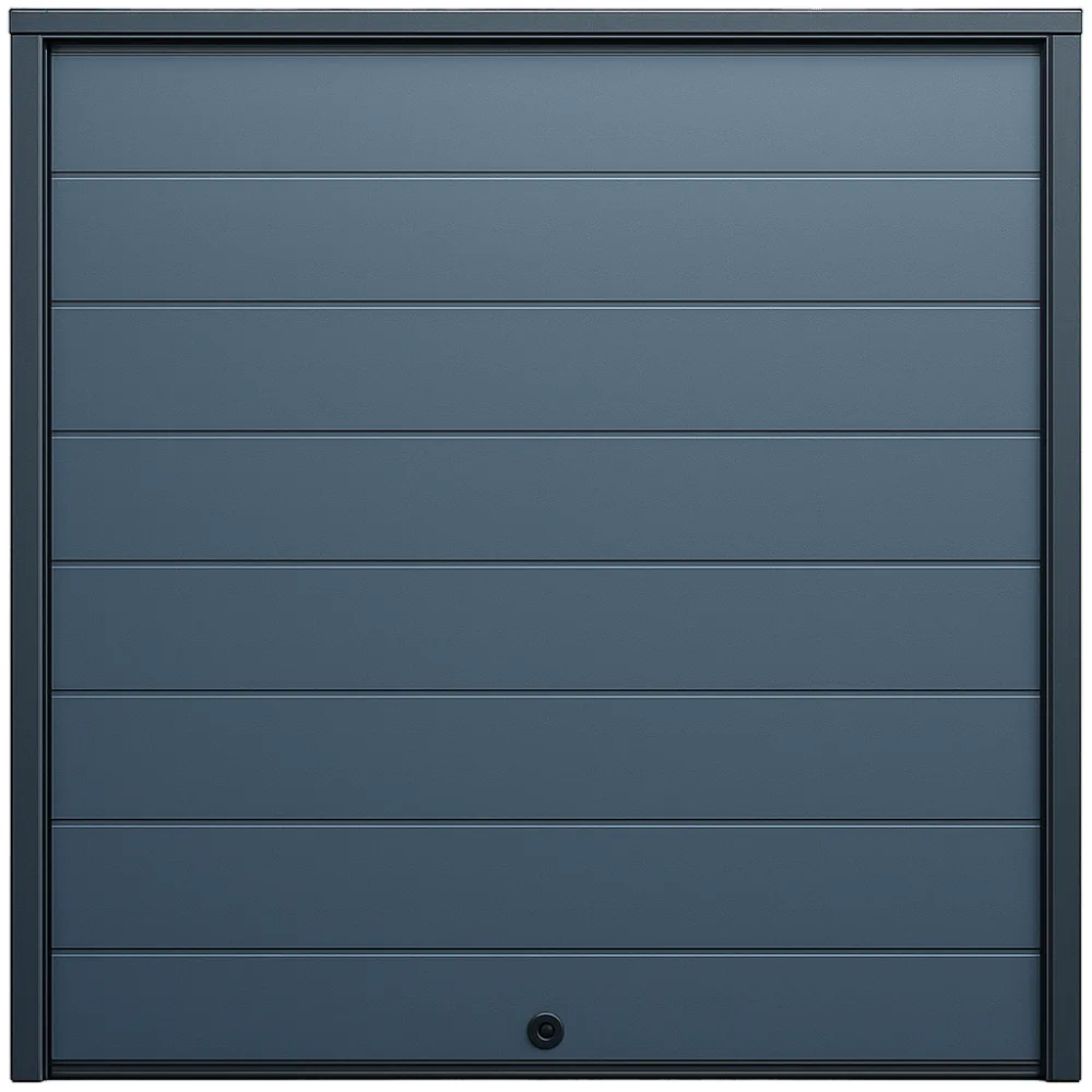 Seccion para puerta de Garage / Lisa / Linea Central / Panel de 21" / Color GRIS / 12 pies Ancho / Estilo Americana.