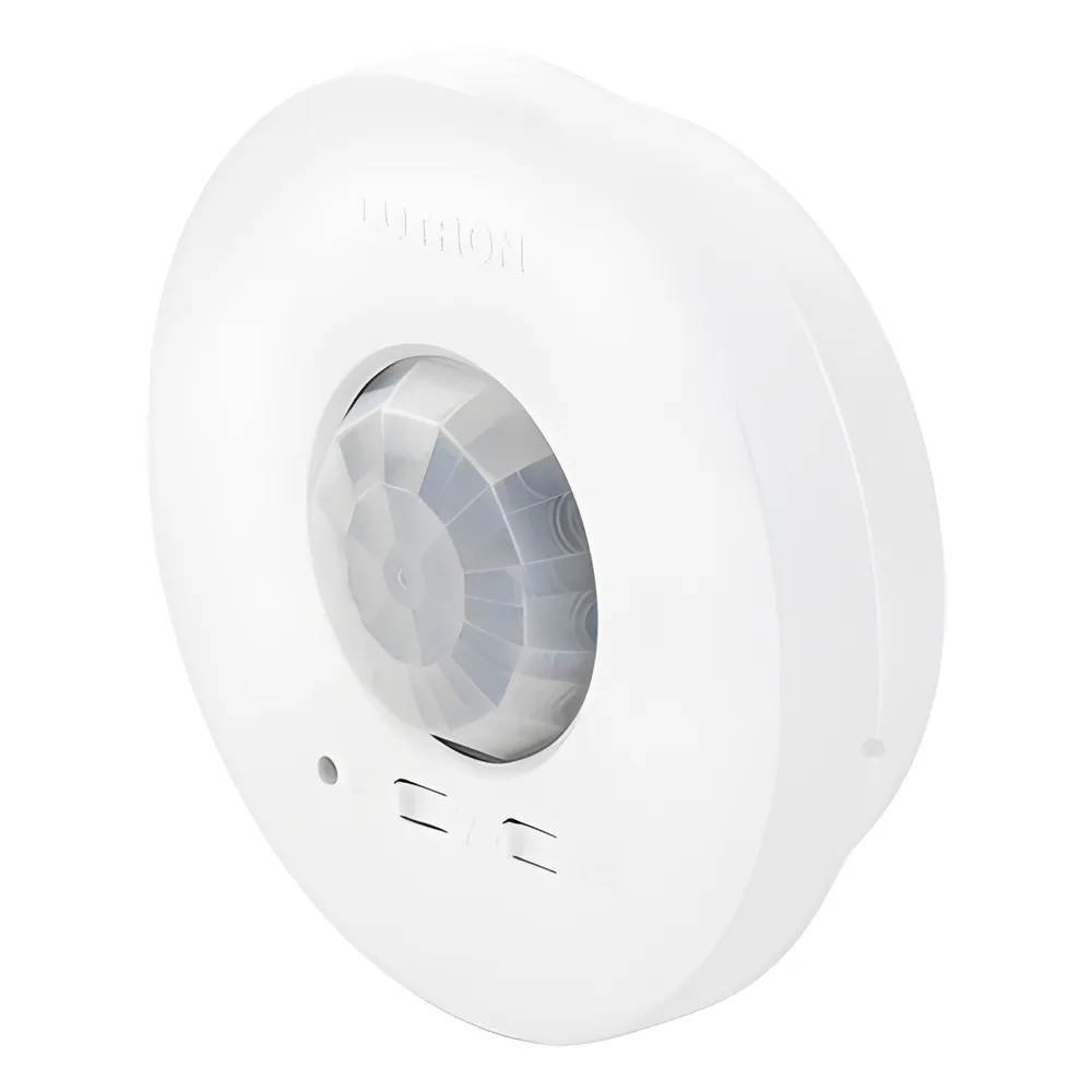 Sensor de ocupación y vacancia inalámbrico de techo, PIR 360°, cobertura de 30.2 a 62.4 m², a batería, compatible con RadioRA 2, RA2 Select, RadioRA 3 y Vive – vista 3