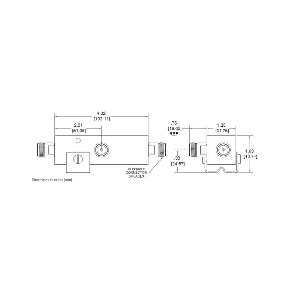 SEPARADOR 3dB (2:1) Tap 350-5930MHz 500W -161dBc TIPO N IP67 . – vista 2