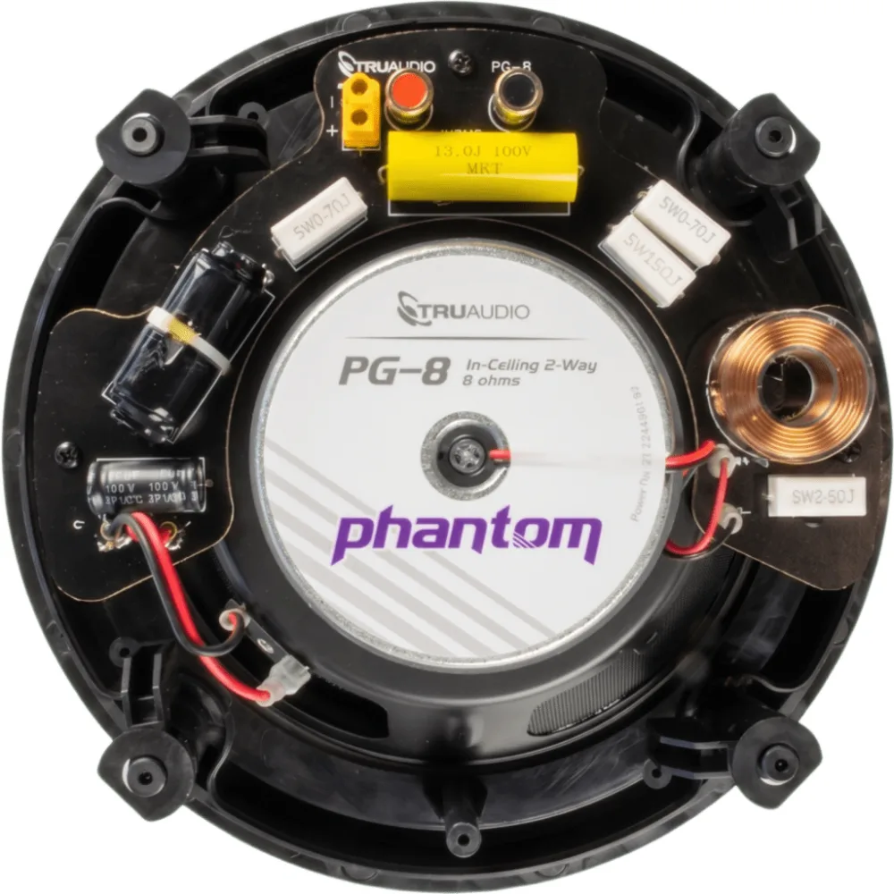 Serie Phantom TruAudio / Altavoz Empotrable en Techo / 2 Vías / Woofer de Fibra de Vidrio / Tweeter Pivotante de Titanio/ Rejilla Ghost sin Marco / Clasificación de Humedad / Quick Connect – vista 2