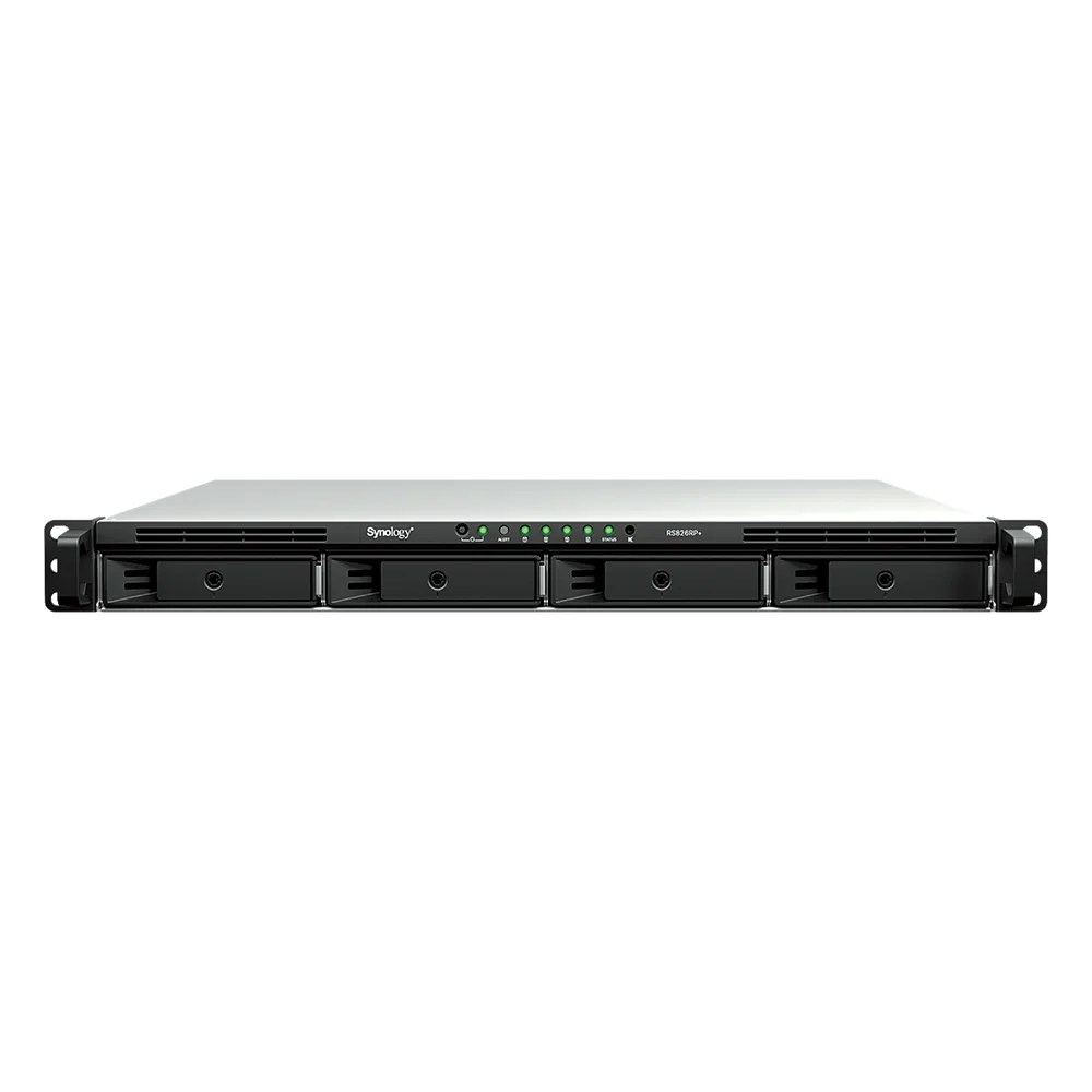 Servidor NAS Rackmount / 4 Bahías Hot-Swappable 1U / 2000/1300 MB/s Lectura/Escritura / 4 Puertos 1GbE RJ45 / PCIe 3.0 x8 / Dual Power Supply Redundante / DSM / Almacenamiento Empresarial