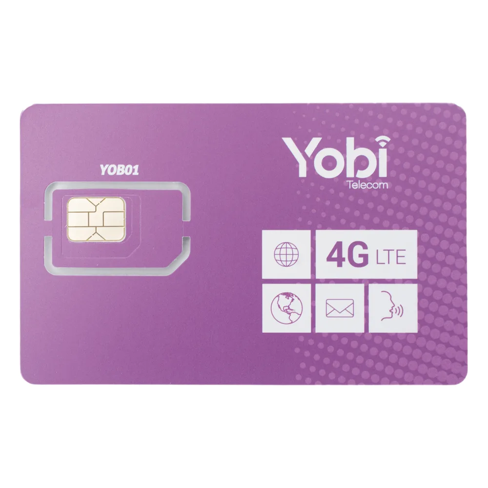 SIM Yobi para dispositivos móviles 3G/4G con recarga de 3.5GB cada mes durante 1 año de servicio (solo datos)