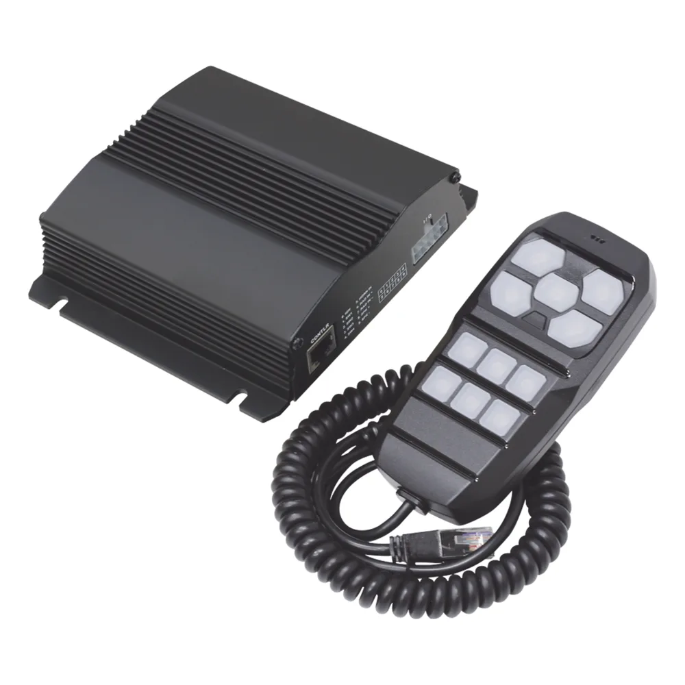Sirena Vehicular de 100W de Potencia, Incluye Controlador Unimando Para Control de Tonos, 4 Salidas Auxiliares y Microfono – vista 4