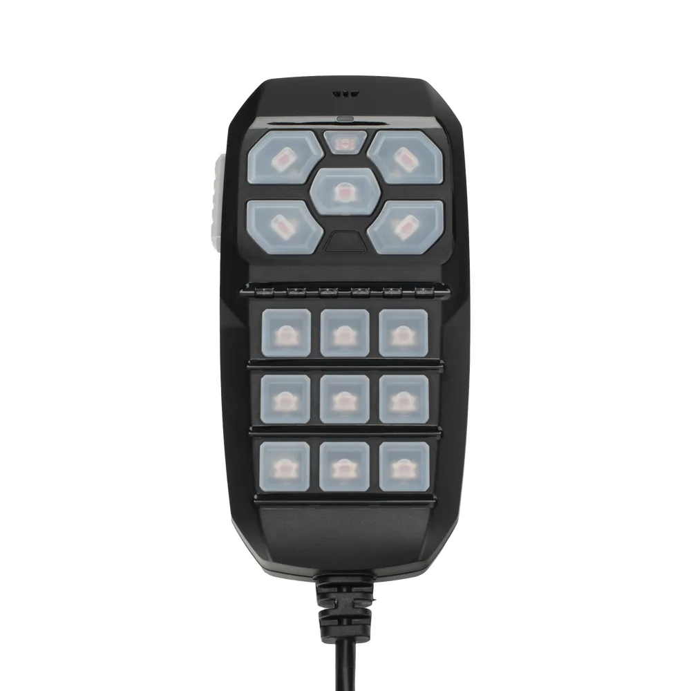 Sirena Vehicular de 200W de Potencia, Programable, Con Controlador Unimando de 15 Botones Para Control de Tonos, 12 Salidas Auxiliares y Micrófono – vista 3