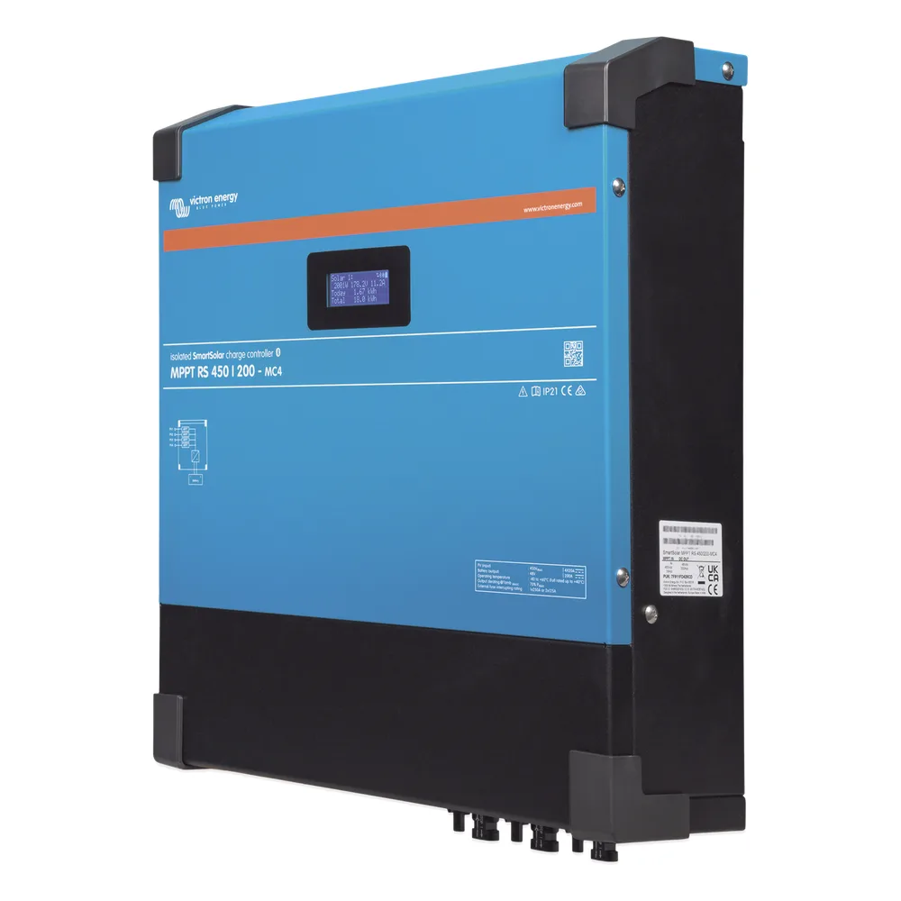 SmartSolar MPPT RS 450/100-MC4. Controlador Solar MPPT 100A, Voltaje: 48 Vcc. Para uso con Inv. Cargadores Victron