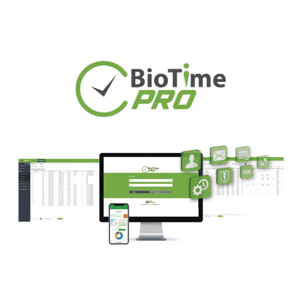 Software de Gestión Centralizada de Asistencia BIOTIMEPRO Licencia PRIME 75 dispositivos y 8000 empleados