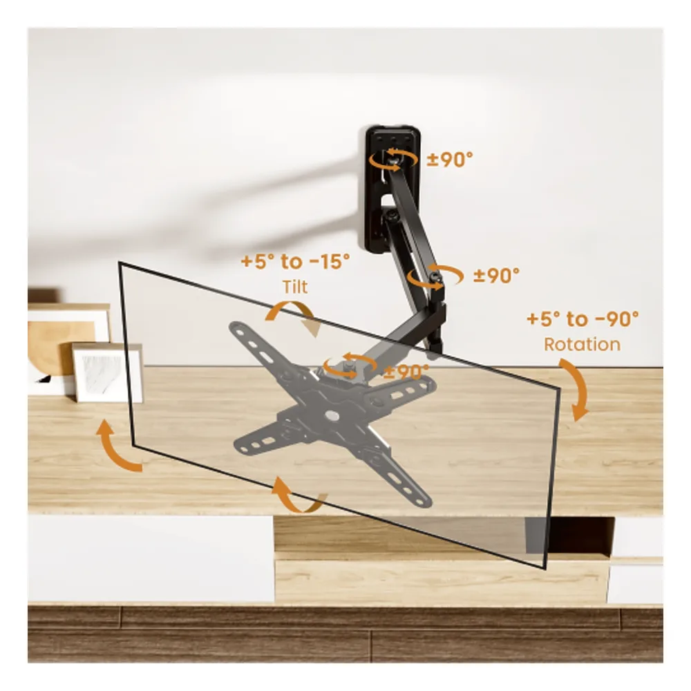 Soporte de Pared Articulado para Pantallas o Monitores | Compatibilidad VESA 75x75 - 200x200 / Hasta 43 Pulgadas | Capacidad Máxima de Carga 20 kg | Fabricado en Acero – vista 3