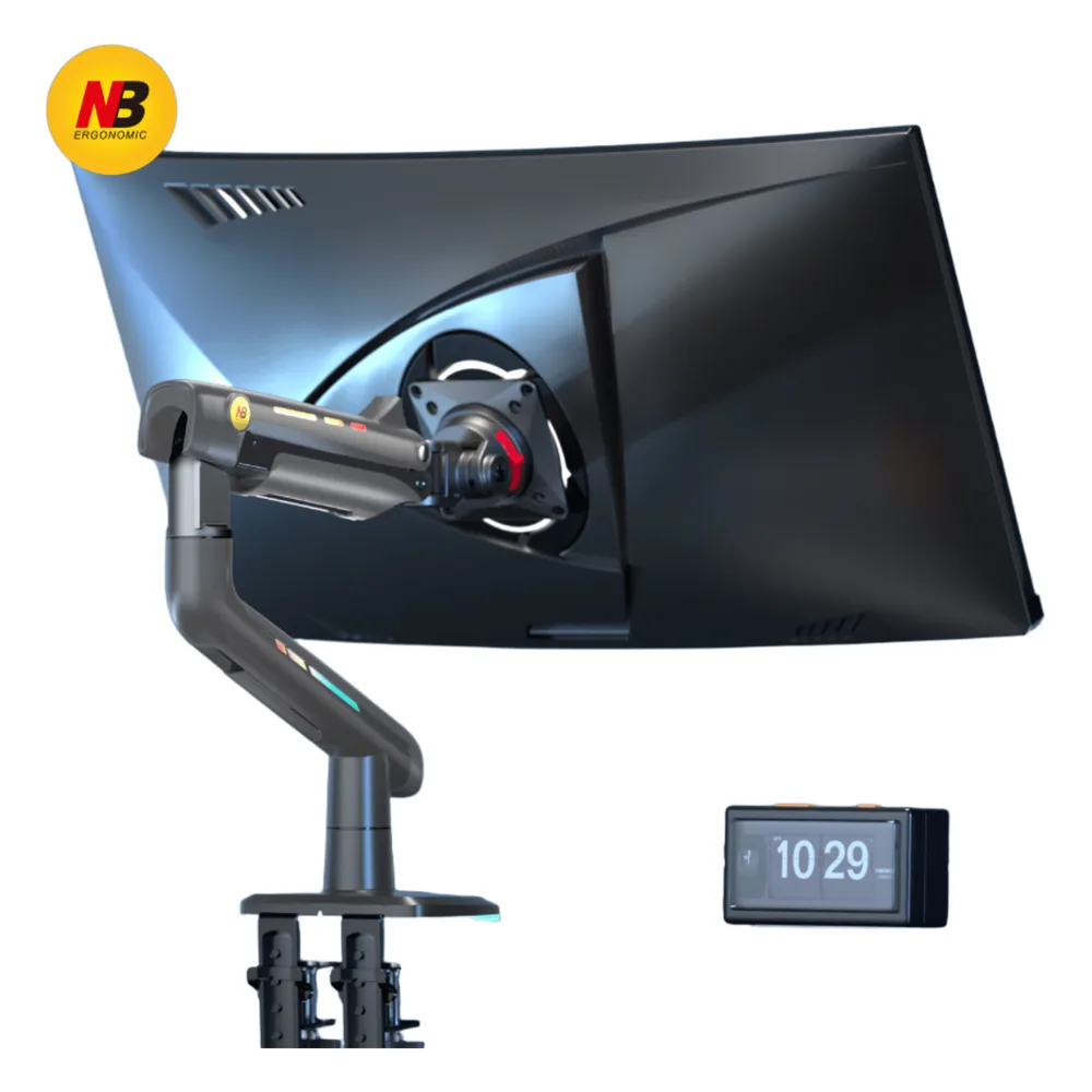 Soporte Mecánico Gaming NB F5 / Monitores de 32" a 60" / VESA 75x75 y 100x100 mm / Carga 2-20 kg (4.4-44 lbs) / Iluminación RGB / Sistema de Resorte de Alta Precisión – vista 2