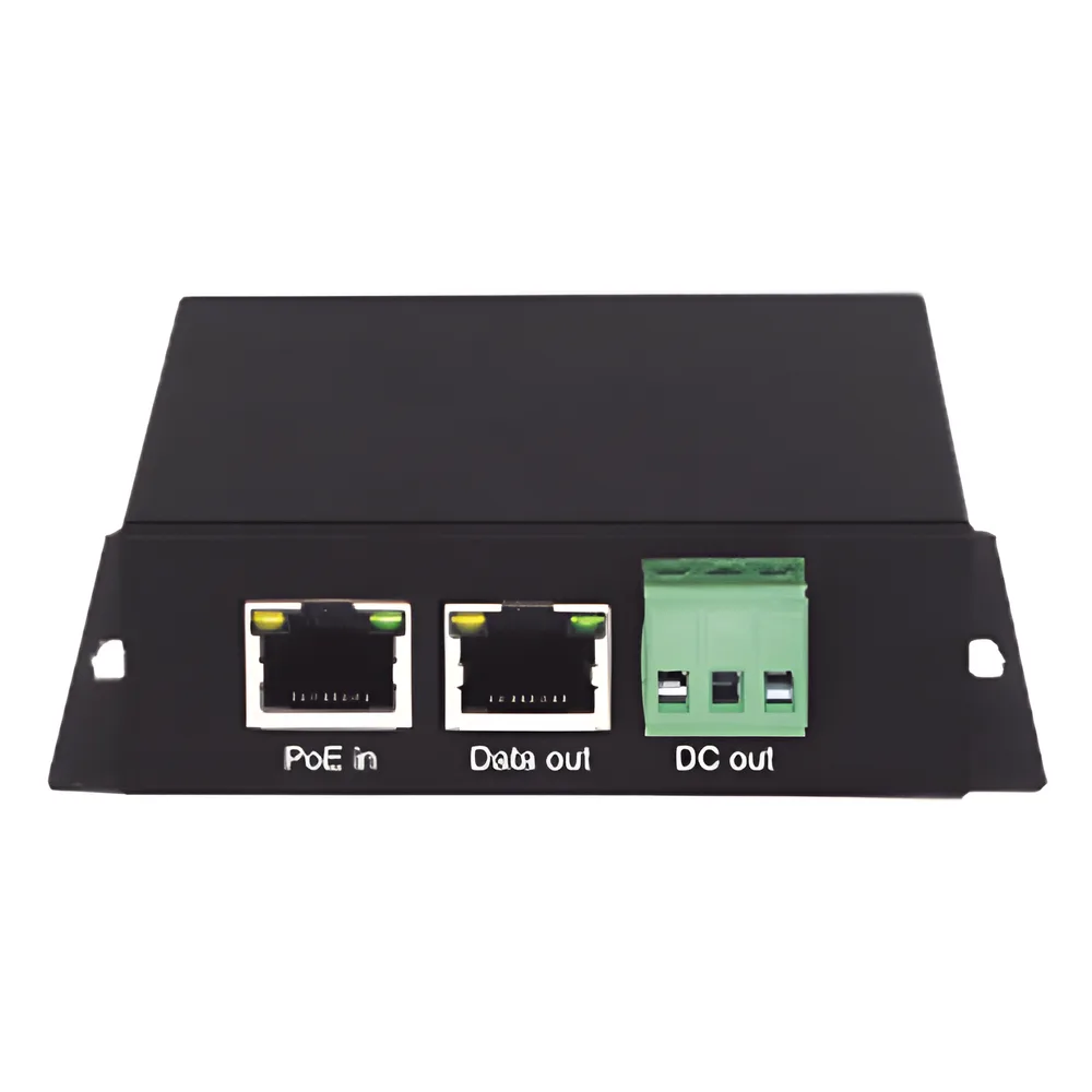 Splitter PoE / 1 Puerto PoE Entrada / 1 Puerto Salida Datos / 1 Salida de 12 Vcc, 2A / Presupuesto PoE 30W