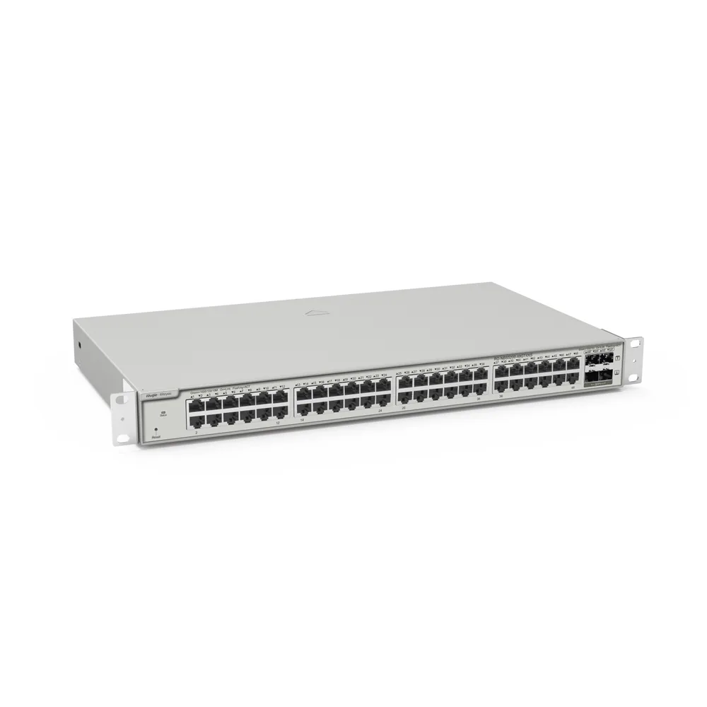 Switch Administrable Capa 3 con 48 puertos Gigabit + 4 SFP+ para fibra 10Gb, gestión gratuita desde la nube