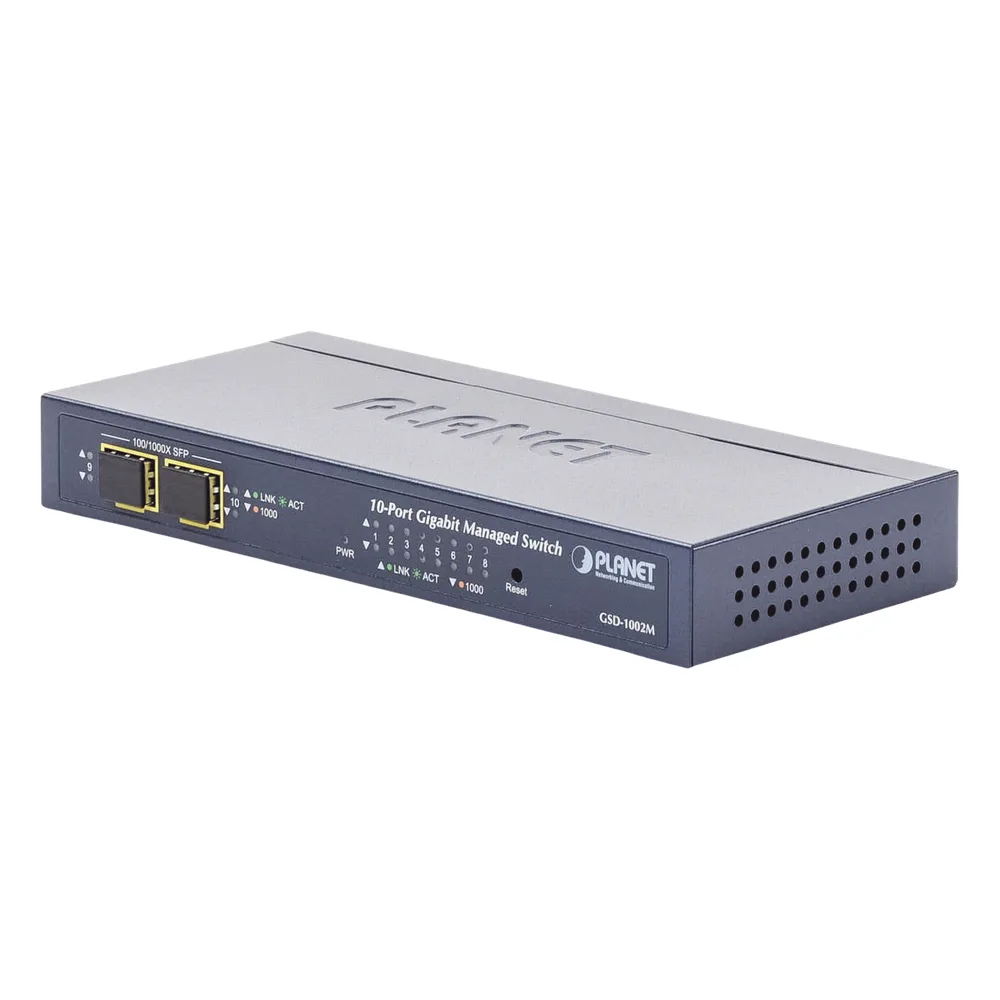 Switch Administrable de Escritorio de 8 Puertos Gigabit/ 2 Puertos SFP / 20 Gbps Switching / PoE In 802.3af/at / Dual Power DC + PoE / VLAN Q-in-Q / IPv6/IPv4/  Administración Remota con CloudNMS
