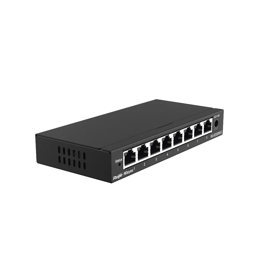 Switch Administrable Gigabit / 8 Puertos 10/100/1000BASE-T / Capa 2 / Switching 16 Gbps / Forwarding 11.9 Mpps / Gestión Cloud Ruijie Gratuita / Modo CCTV con Transmisión 250 m (820 ft) / Prevención de Bucles Automática / Diseño Fanless – vista 2